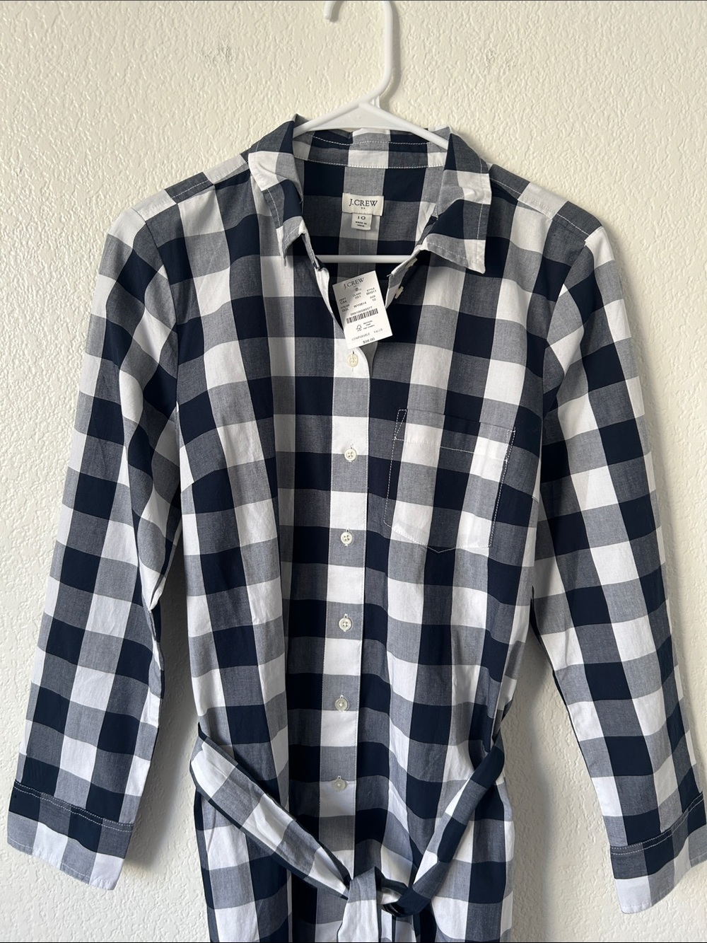 J. Crew Navy and White Buffalo Check Shirt Dress - Picture 3 of 8